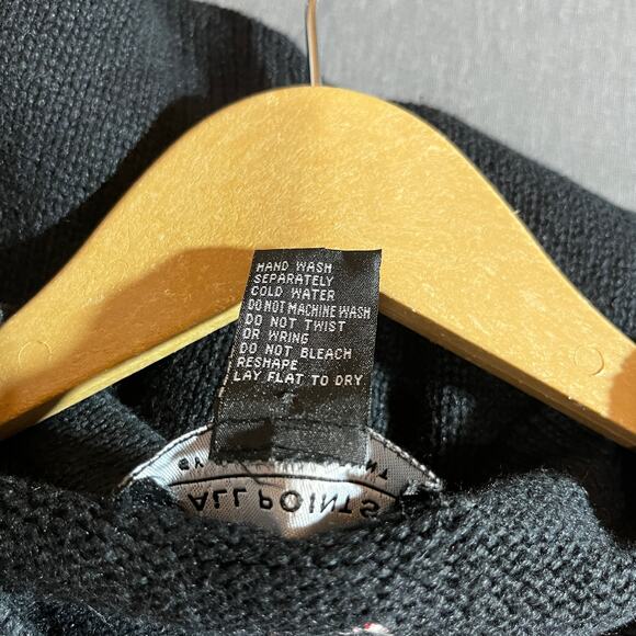 All Points By Reference Point Christmas Cardigan Sweater Womens Large Black Knit - Picture 6 of 8